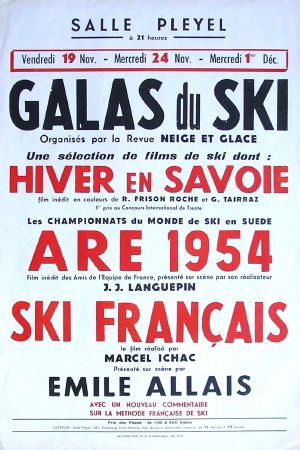 GALAS DU SKI 1954 - SALLE PLEYEL - affiche programme