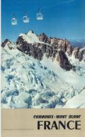 CHAMONIX MONT-BLANC - LE TELEPHERIQUE DE LA VALLEE BLANCHE - affiche originale (1980)
