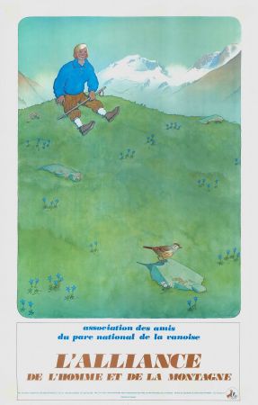 L'ALLIANCE DE L'HOMME ET DE LA MONTAGNE - affiche originale Samivel (ca 1980)