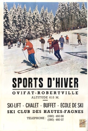 OVIFAT-ROBERTVILLE (BELGIQUE) - SKI-CLUB DES HAUTES-FAGNES - affiche originale (ca 1960)