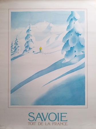 SAVOIE TOIT DE LA FRANCE (LE MONT-BLANC DES HAUTS DE MEGEVE) - affiche originale par Samivel (ca 1980)