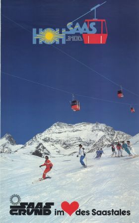HOHSAAS 3100 - SAAS GRUND IM HERTZ DES SAASTALES - affiche originale (ca 1985)