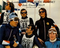 LUNETTES SKILYNX-ACIER-VUARNET JEAN-CLAUDE KILLY - POUILLOUX PARIS - carton publicitaire (ca 1970)