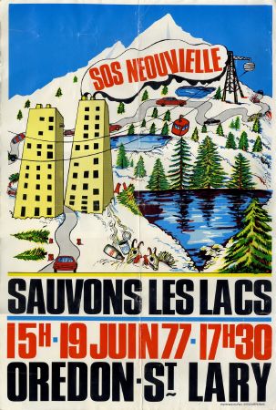 SOS NEOUVIELLE - SAUVONS LES LACS - OREDON-ST LARY - affiche originale (1977)
