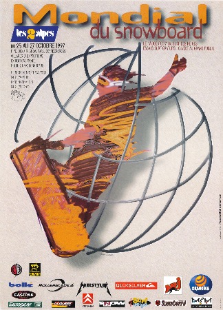 LES DEUX ALPES - MONDIAL DU SNOWBOARD 1997 - affiche originale