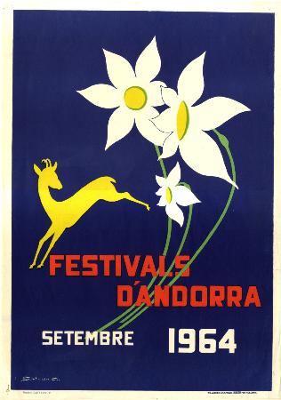 FESTIVALS D'ANDORRA setembre 1964 - affiche originale par Galobardes