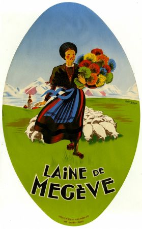 LAINE DE MEGEVE - affiche/médaillon d'après J. & P. Bellenger (ca 1950)