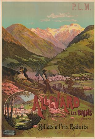 ALLEVARD LES BAINS (ISERE) PLM - affiche originale par F. Hugo d'Alesi (ca 1900)