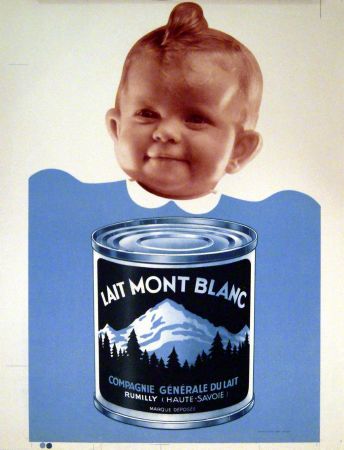 BEBE LAIT MONT BLANC - COMPAGNIE GENERALE DU LAIT RUMILLY - affiche originale (années 40)
