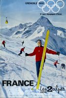 GRENOBLE 1968 Xè JEUX OLYMPIQUES D'HIVER - LES 2 ALPES ISERE - affiche originale
