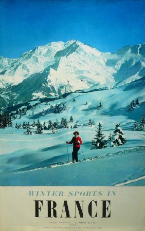 WINTER SPORTS IN FRANCE - SAINT GERVAIS LE MONT BLANC - affiche originale, photo Machatschek (1956)