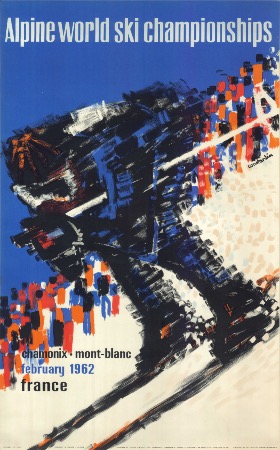 ALPINE WORLD SKI CHAMPIONSHIPS CHAMONIX 1962 - affiche originale de Constantin