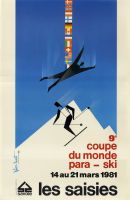 LES SAISIES - 9è COUPE DU MONDE PARA-SKI 1981 - affiche originale par Pierre Novat