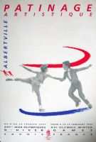 PATINAGE ARTISTIQUE - XVIè JEUX OLYMPIQUES D'HIVER ALBERTVILLE 1992 - affiche officielle sur carton