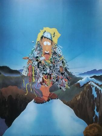 COURAGEUX ALPINISTE - affiche originale par Jeff (ca 1980)