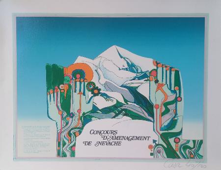 EN CAMPING COMME CHEZ SOI AVEC... LAMA LE MOBILIER PLIANT DE TOUS LES JOURS - affiche originale par Delpy (ca 1960)