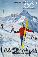 GRENOBLE 1968 Xè JEUX OLYMPIQUES D'HIVER - LES 2 ALPES ISERE - affiche originale