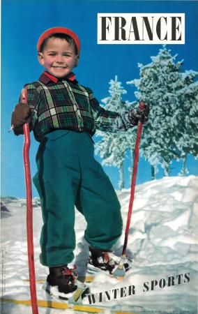 Le petit garçon dans la neige... célèbre affiche pour le ski et les sports d'hiver par Karl Machatschek