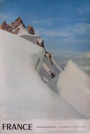 FRANCE CHAMONIX MONT-BLANC - LE TELEPHERIQUE DE L'AIGUILLE DU MIDI - Affiche par Serraillier (1957)