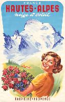 HAUTES-ALPES NEIGE ET SOLEIL - affiche originale de R. Jacquet (1952)
