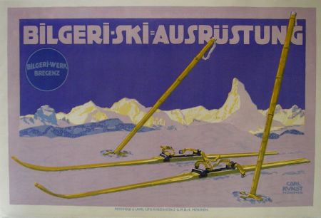 BILGERI SKI AUSRÜSTUNG - affiche originale par Carl Kunst (vers 1910)