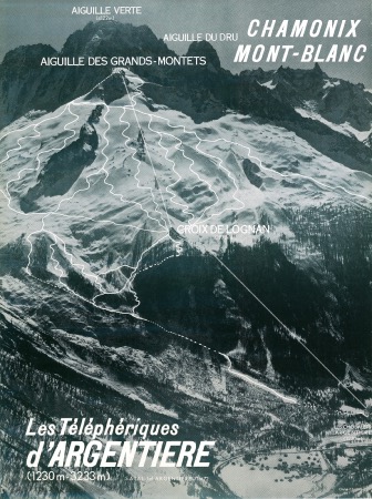 LES TELEPHERIQUES D'ARGENTIERE-LOGNAN-GRANDS MONTETS - affiche par Tairraz (années 60)
