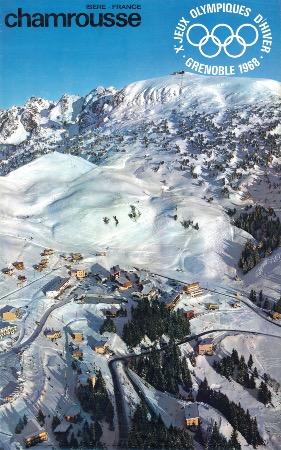 CHAMROUSSE ISERE FRANCE - Xè JEUX OLYMPIQUES D'HIVER GRENOBLE 1968 - affiche originale par Perceval