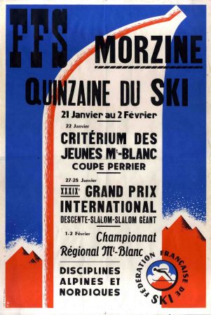 MORZINE QUINZAINE DU SKI FFS - affiche-programme originale de 1959