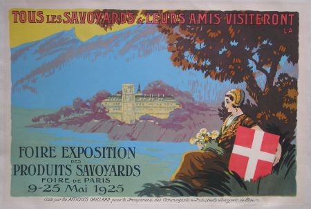 FOIRE EXPOSITION DES PRODUITS SAVOYARDS, FOIRE DE PARIS 1925 - affiche ancienne originale