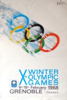 Xth WINTER OLYMPIC GAMES - GRENOBLE 1968, par Jean Brian - affiche officielle