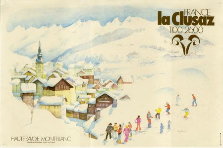 LA CLUSAZ FRANCE 1100 2600 - affiche originale par Guy Ameye (ca 1980)