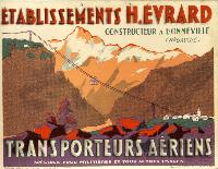 ETABLISSEMENTS H. EVRARD BONNEVILLE - TRANSPORTEURS AERIENS SPECIAUX POUR FRUITIERES ET TOUS AUTRES USAGES - carton publicitaire original (ca 1929)
