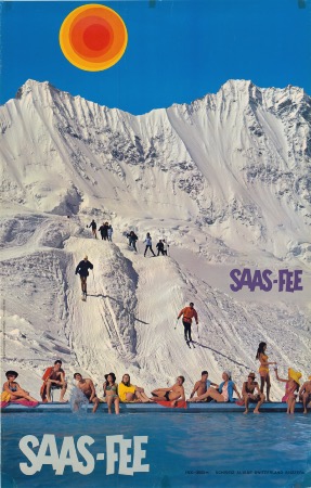 SAAS FEE 1800-3000 M - SCHWEIZ SUISSE SWITZERLAND SVIZZERA - affiche originale par Deprez (ca 1970)