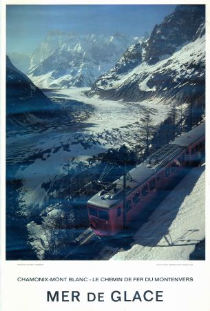 CHAMONIX MONT BLANC - MER DE GLACE - LE CHEMIN DE FER DU MONTENVERS - affiche Gay-Couttet (ca 1980)