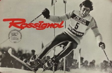 SKIS ROSSIGNOL - VAL GARDENA - CHAMPIONNATS DU MONDE 1970 (PATRICK RUSSEL) - affiche originale