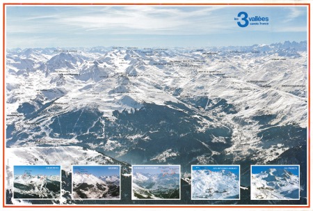 LES 3 VALLEES - SAVOIE/FRANCE - affiche panorama originale (ca 1975)