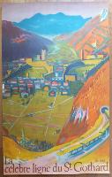 *** A SAISIR *** LA CELEBRE LIGNE DU ST GOTHARD - affiche originale de Albert Pfister (1955)