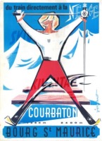 COURBATON BOURG SAINT-MAURICE - DU TRAIN DIRECTEMENT A LA NEIGE - affiche originale P. Novat (1965)