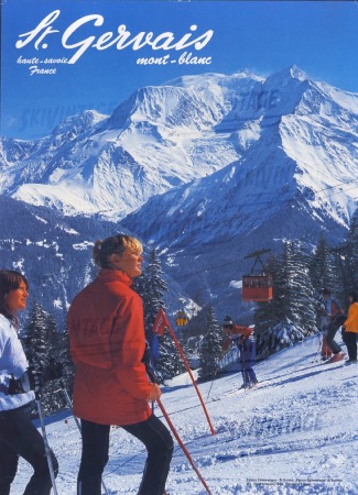 ST GERVAIS MONT-BLANC - LE TELEPHERIQUE DU BETTEX - affiche originale par J. Burnier (1984)