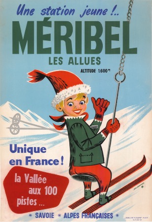 UNE STATION JEUNE !... MERIBEL-LES-ALLUES - affiche originale par Drummond (ca 1955)