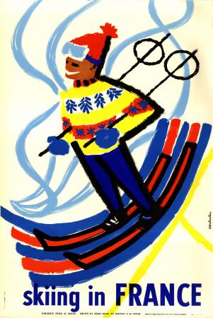 SKIING IN FRANCE - affiche originale par Constantin (1959)