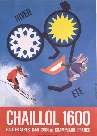 CHAILLOL 1600 ETE HIVER HAUTES ALPES 1450-2000 M CHAMPSAUR FRANCE - affiche originale de J. Tantot (1984)
