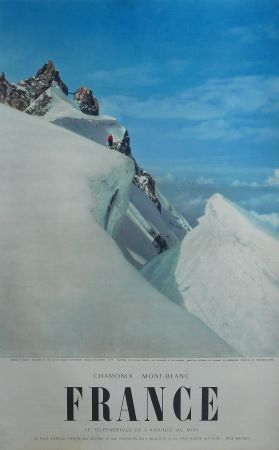 FRANCE CHAMONIX MONT-BLANC - LE TELEPHERIQUE DE L'AIGUILLE DU MIDI - affiche par Serraillier (1957)