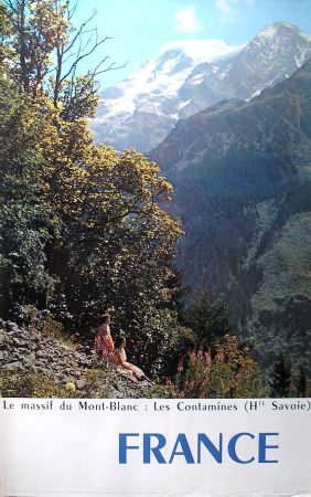 LE MASSIF DU MONT-BLANC : LES CONTAMINES (HAUTE-SAVOIE) - affiche originale (1960)