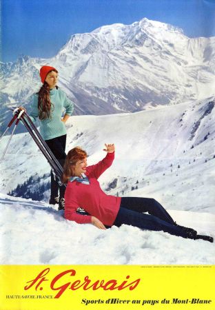 SAINT-GERVAIS SPORTS D'HIVER AU PAYS DU MONT-BLANC - affiche originale, photo Machatschek (1967)