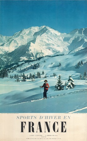 SPORTS D'HIVER EN FRANCE - SAINT GERVAIS LE MONT BLANC - affiche originale, photo Machatschek (1956)