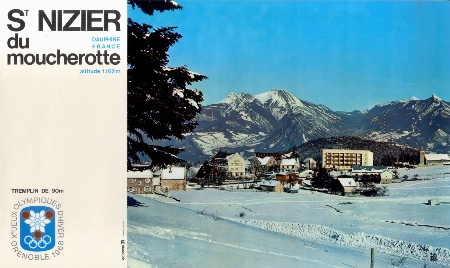 ST NIZIER DU MOUCHEROTTE - Xès JEUX OLYMPIQUES D'HIVER GRENOBLE 1968 - affichette originale 