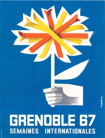 GRENOBLE 67 - SEMAINES INTERNATIONALES - affiche originale par Roger David (1967)