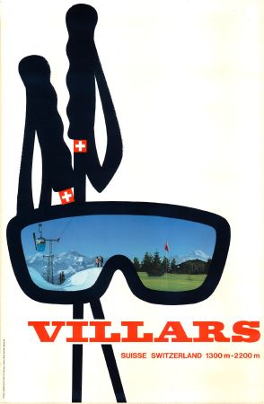VILLARS SUISSE-SWITZERLAND 1300-2200m - affiche originale (ca 1970)