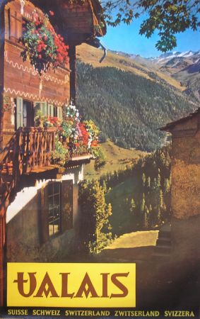 VALAIS SUISSE (GRIMENTZ EN ETE) - affiche originale photo Schellenberg (ca 1965)